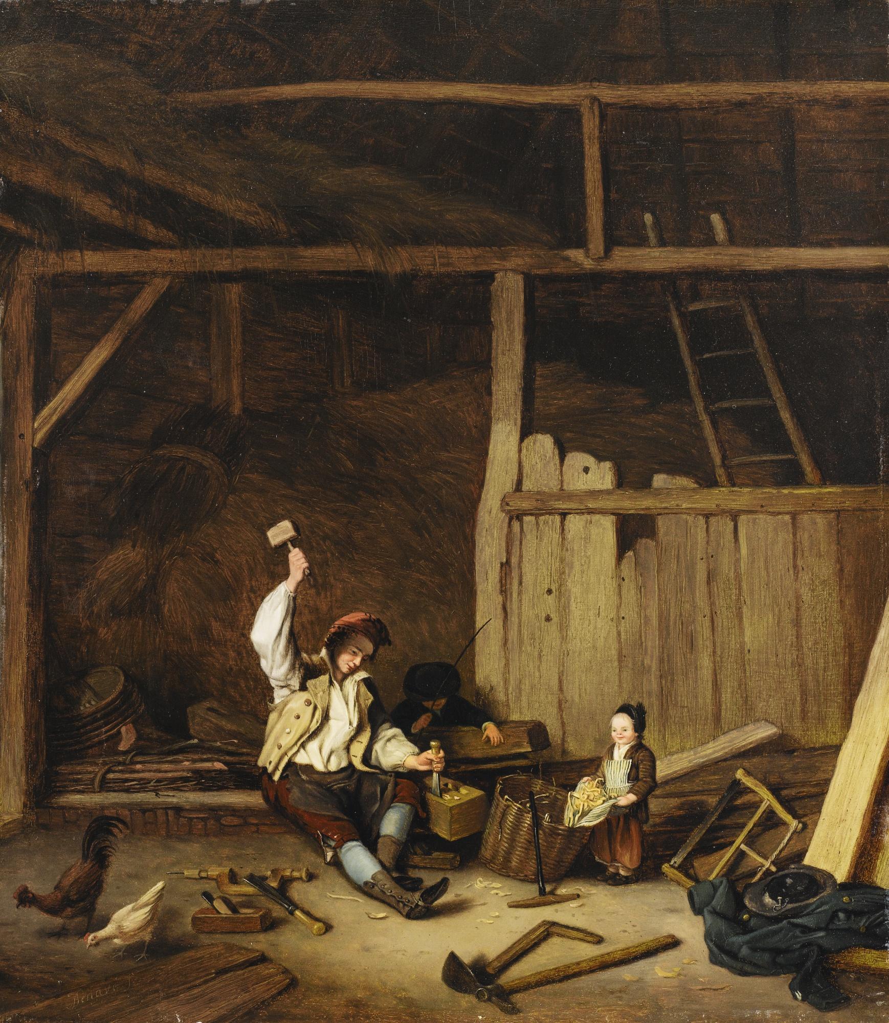 Jacques-Albert Senave - A Carpenter In A Barn