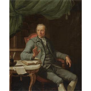 Jacques Albert Sénave - Portrait Of A Gentleman, Seated Three-Quarter Length, In His Study, Wearing A Grey Suit
