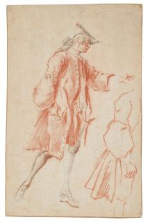 Jacques-André Portail - Homme Debout Tourné Vers La Droite, La Main Gauche Tendue Et Reprise Du Même Personnage