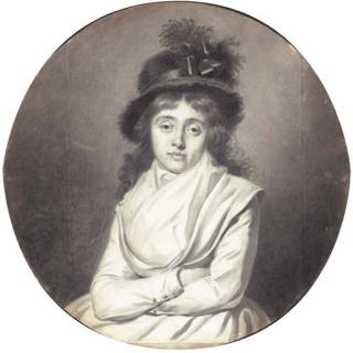 Jacques-Antoine-Marie Lemoine - Portrait of a lady wearing a hat, arms crossed