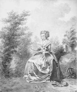Jacques-Antoine-Marie Lemoine - Portrait of Elisabeth-Louise Vigée-Lebrun reading a letter seated in a garden