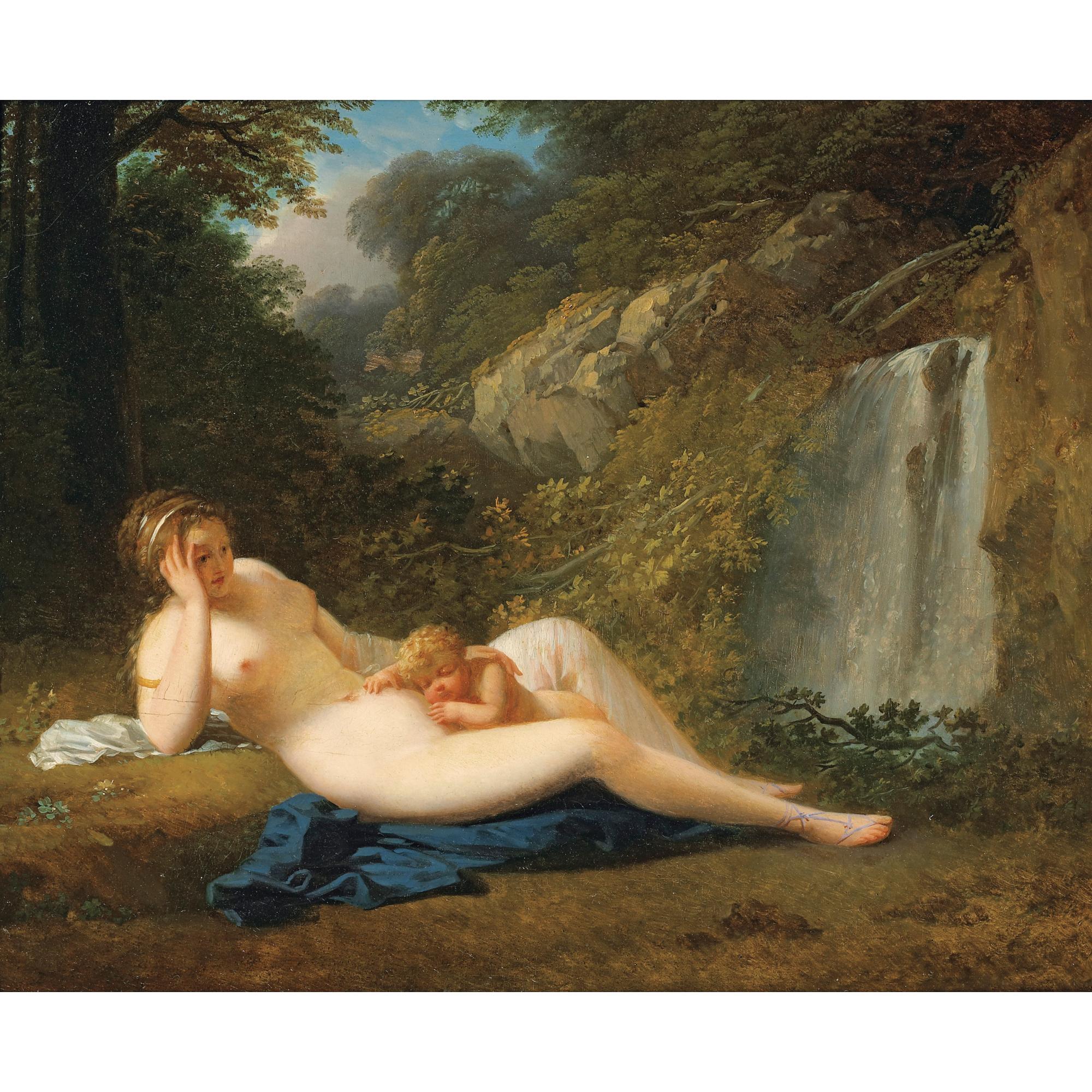 Jacques Antoine Vallin - Nymphe Allongée Dans Un Paysage