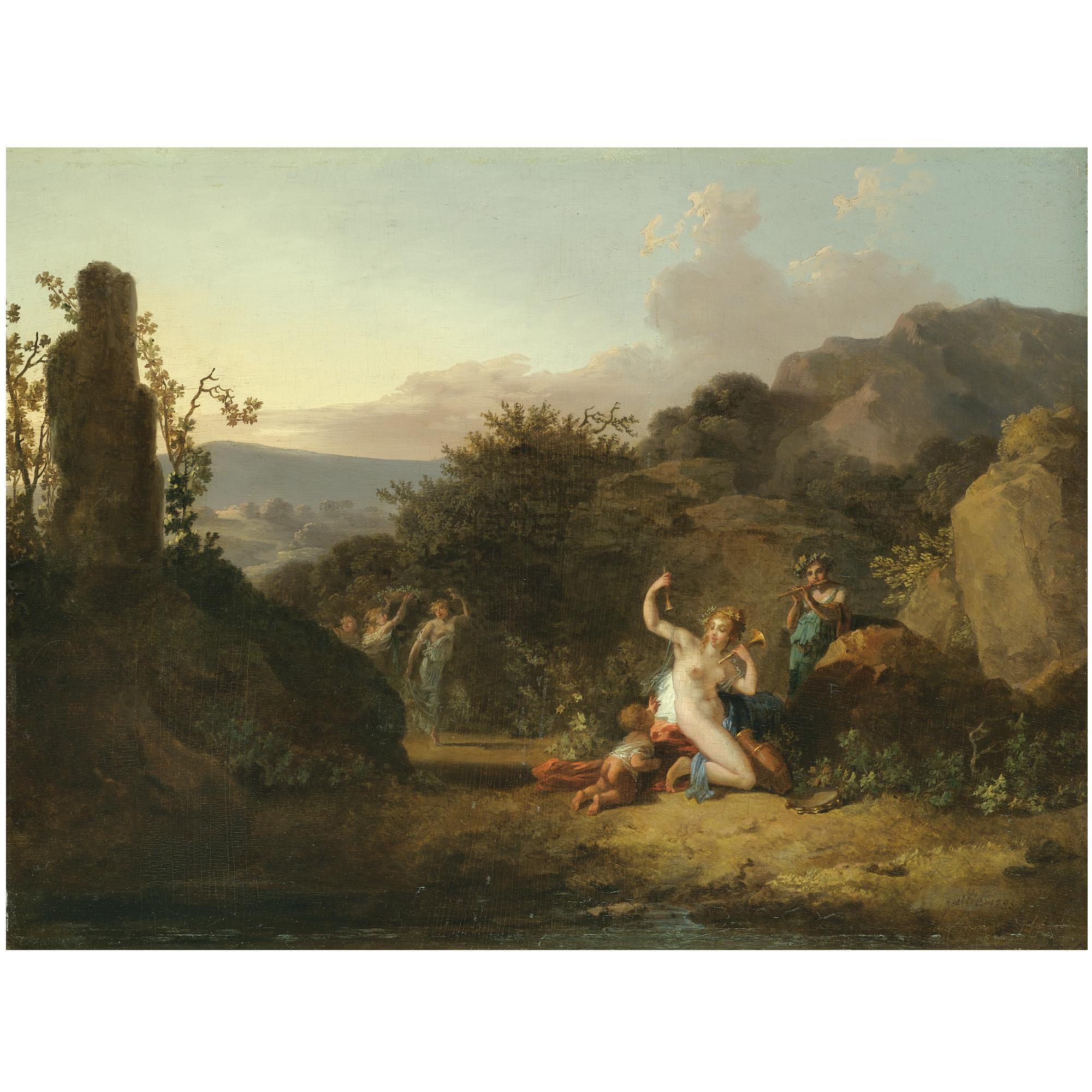Jacques Antoine Vallin - Nymphs Dancing And Playing Music In A Southern Landscape