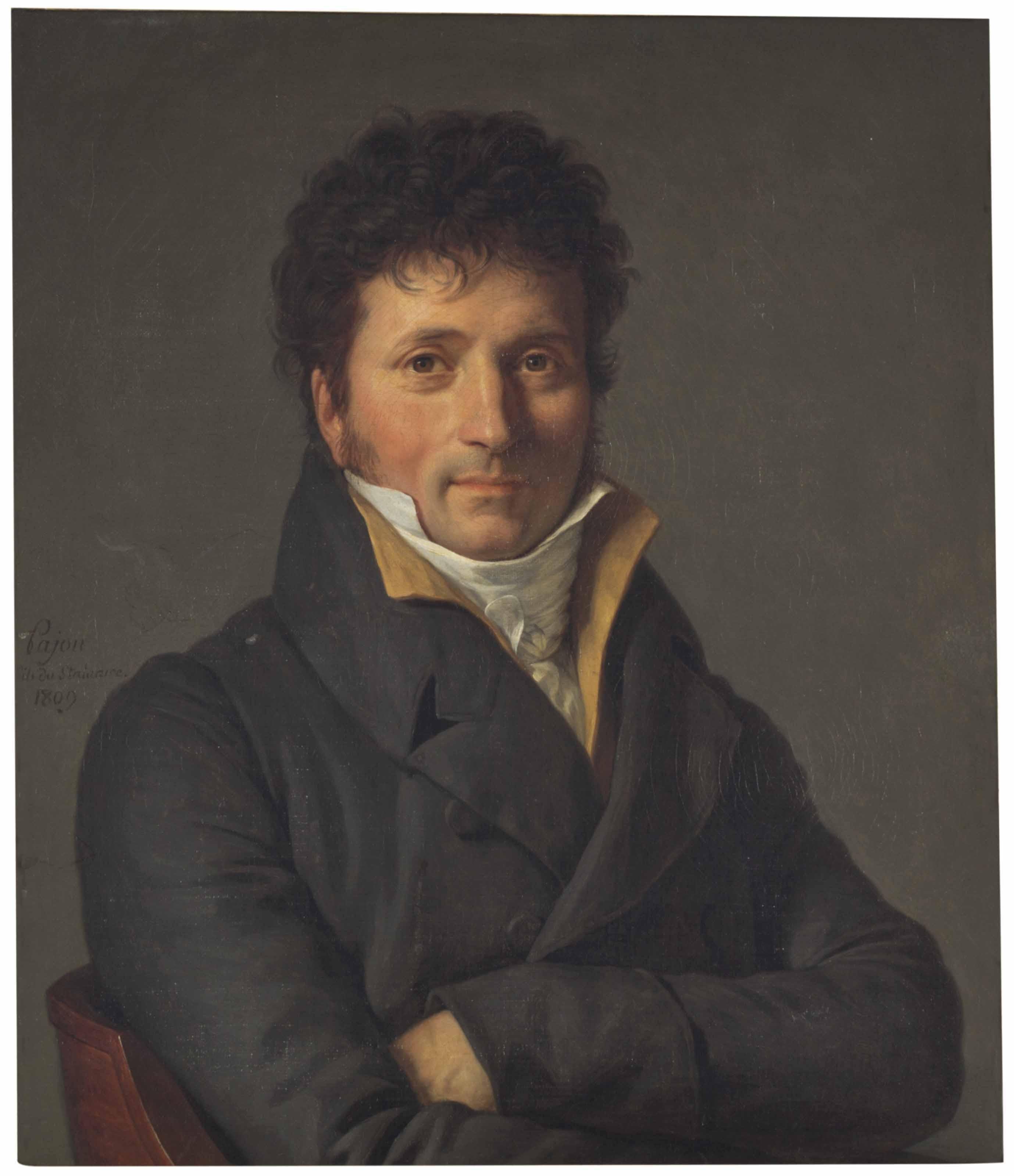 Jacques-Augustin-Catherine Pajou - Portrait of a gentleman, in a grey coat, half-length