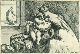 Jacques Bellange - La Vierge et l\'enfant Jésus debout sur son berceau