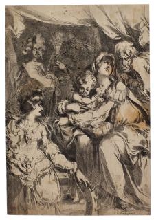 Jacques Bellange - The Holy Family with Saint Catherine, Saint John the Evangelist and an Angel (Walch 15; Griffiths & Hartley 5)