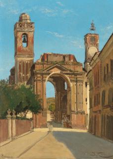 Jacques Carabain - A street with a ruined church, Pescara