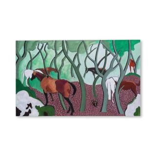 Jacques Chalom des Cordes - Chevaux dans sous-bois