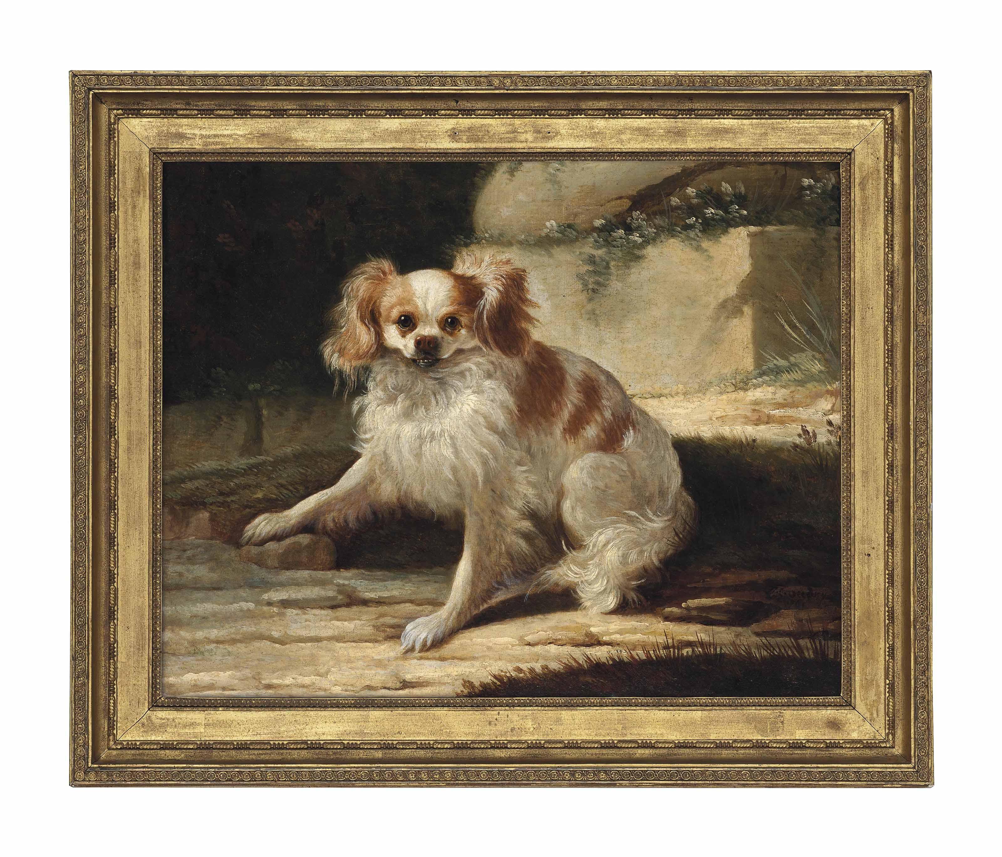 Jacques-Charles Oudry - A Brown And White Spaniel In A Landscape