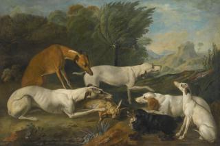Jacques-Charles Oudry - Dogs In A Landscape With Their Catch