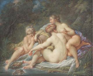 Jacques Charlier - Trois femmes au bord d\'un ruisseau tenant une urne