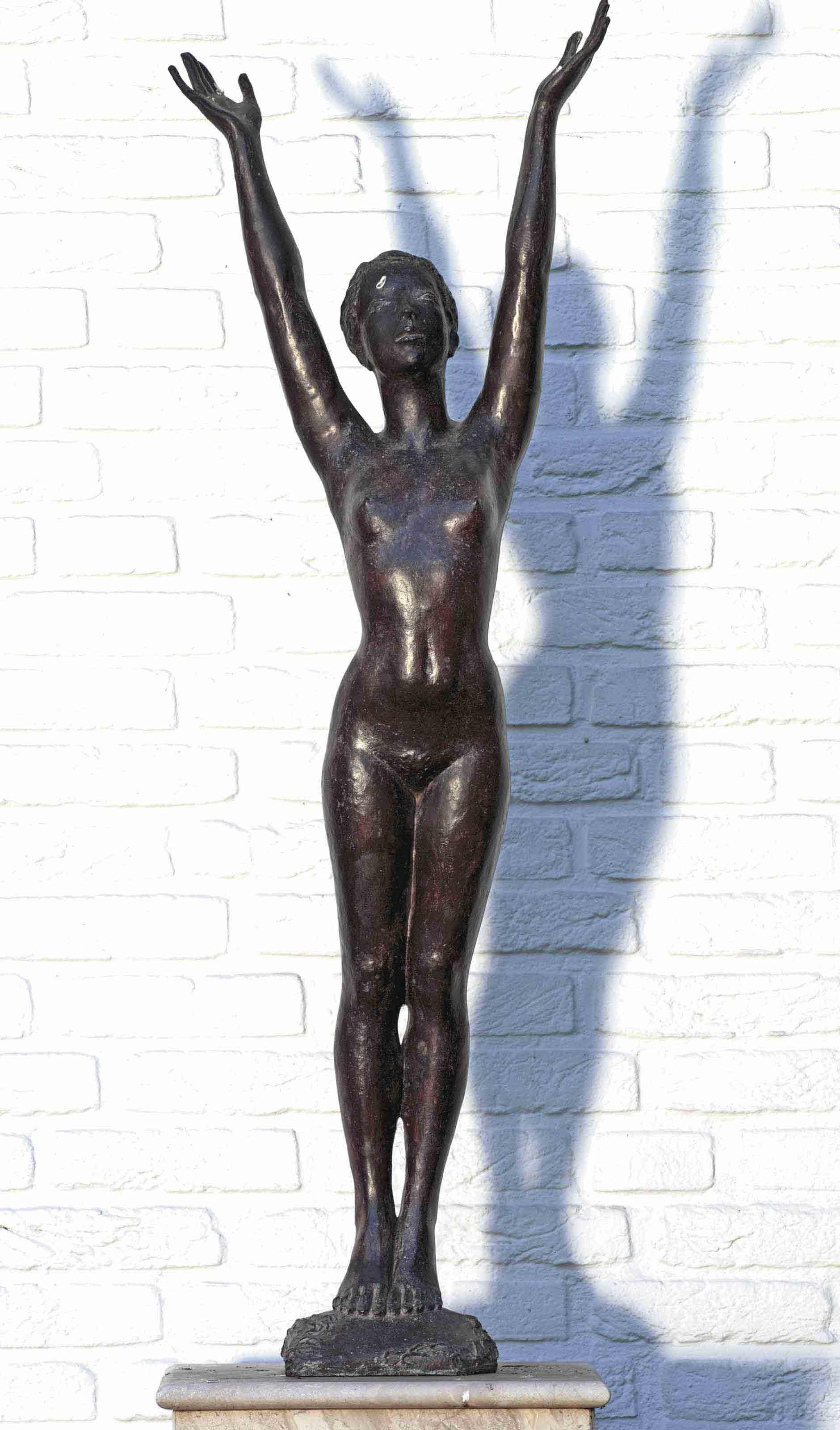Jacques Coquillay - A nude with raised arms