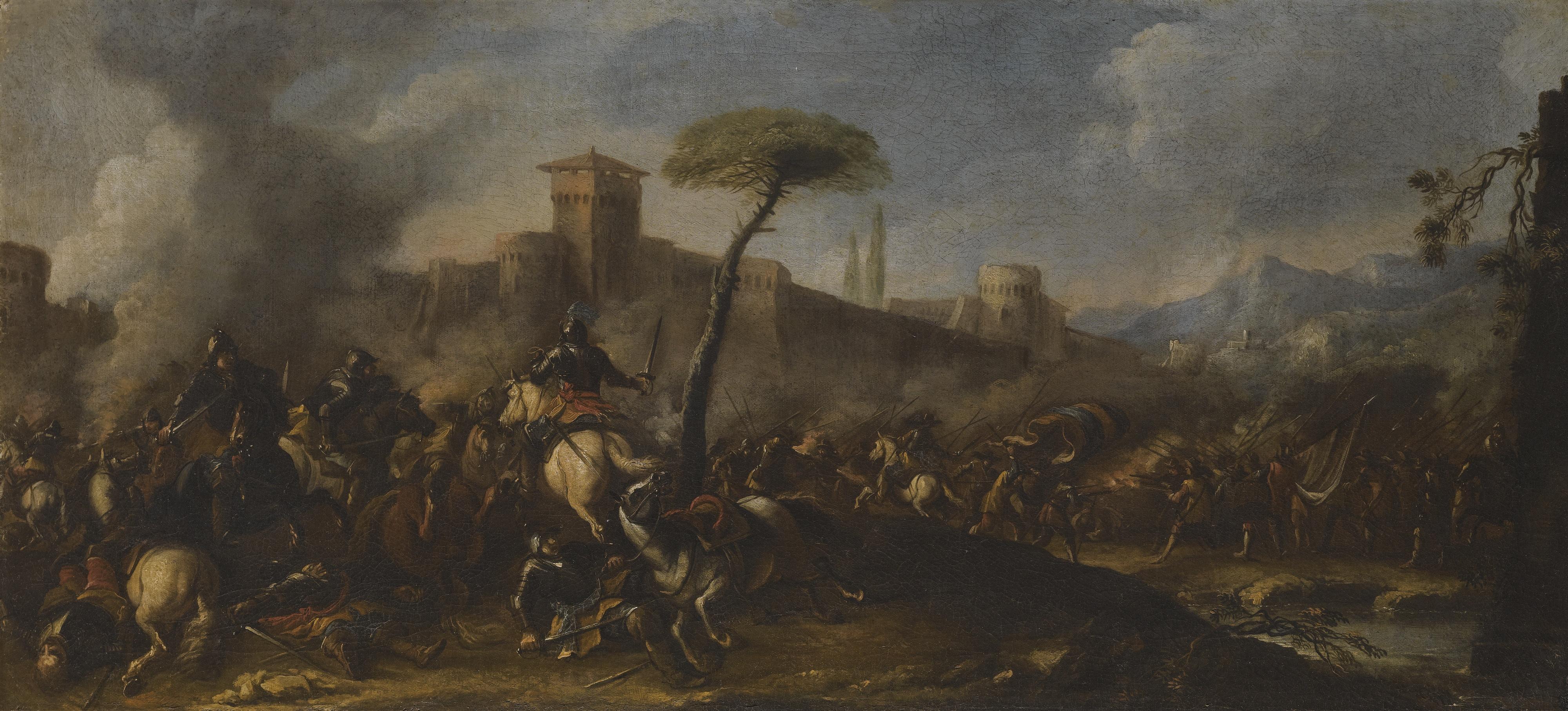 Jacques Courtois - A Battle Scene Before A Fortified Town