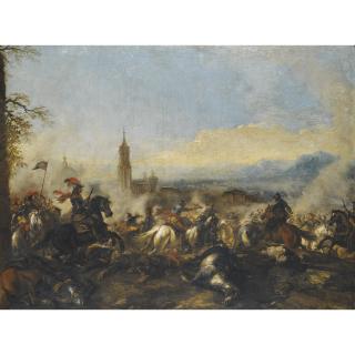Jacques Courtois - A Cavalry Engagement, A Cathedral Beyond; A Cavalry Skirmish