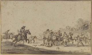 Jacques Courtois - Horsemen ambushing a wagon train