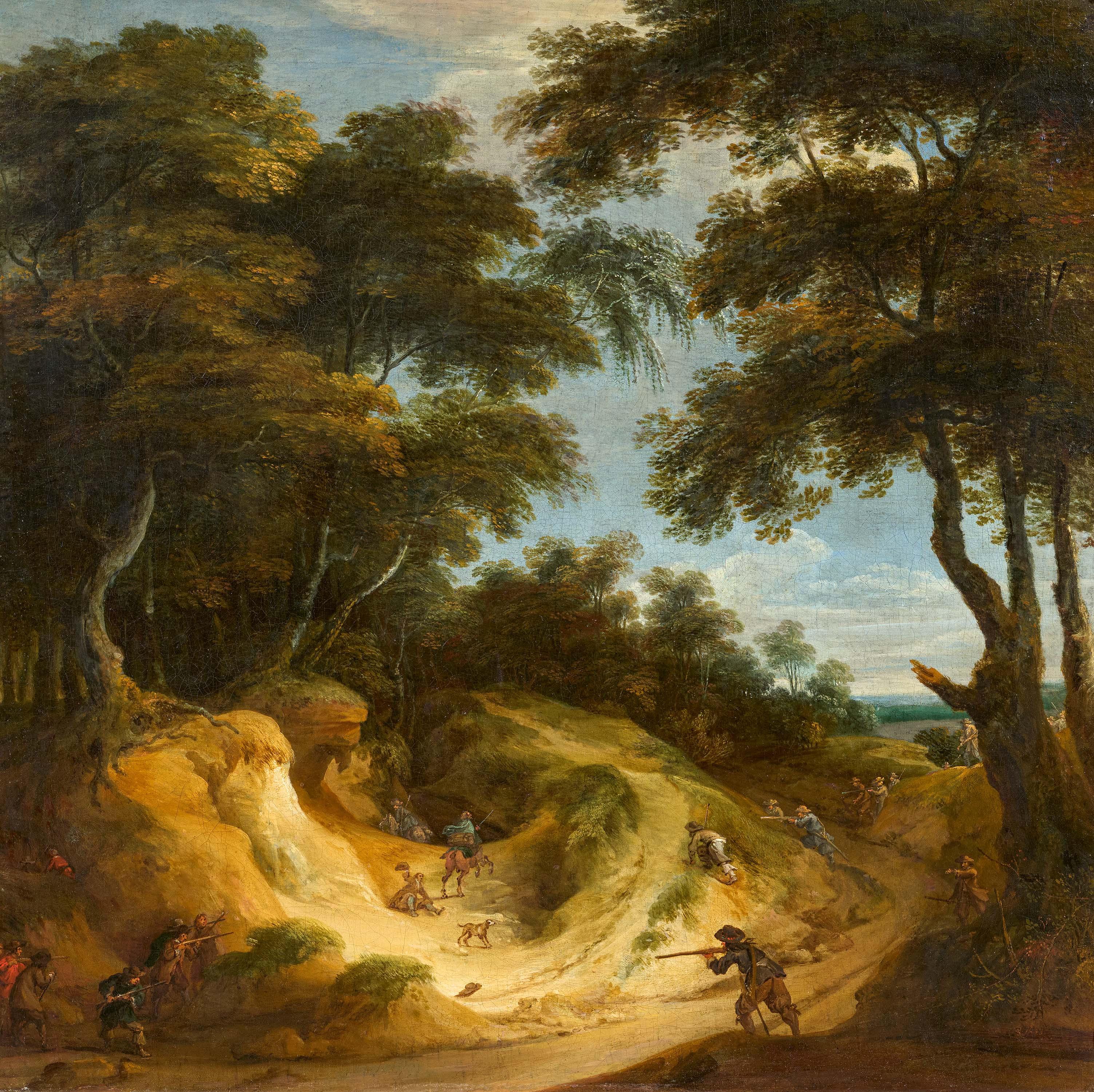 Jacques D\' Arthois - Überfall in einer Waldesschlucht.