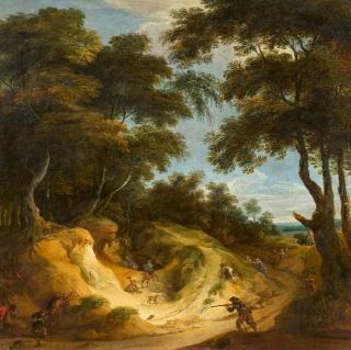 Jacques D\' Arthois - Überfall in einer Waldesschlucht.