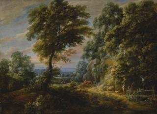 Jacques D\'Arthois - A Wooded Landscape With A Shepherdess Passing A Steep Bank, Probably On The Edge Of The Fôret De Soignes