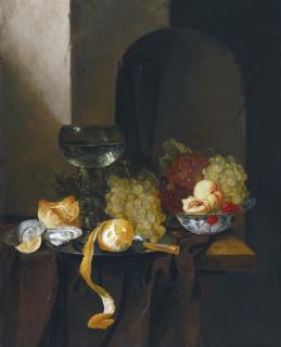 Jacques de Claeuw - Still-Life Of Oysters, Grapes, Wine And Other Fruits