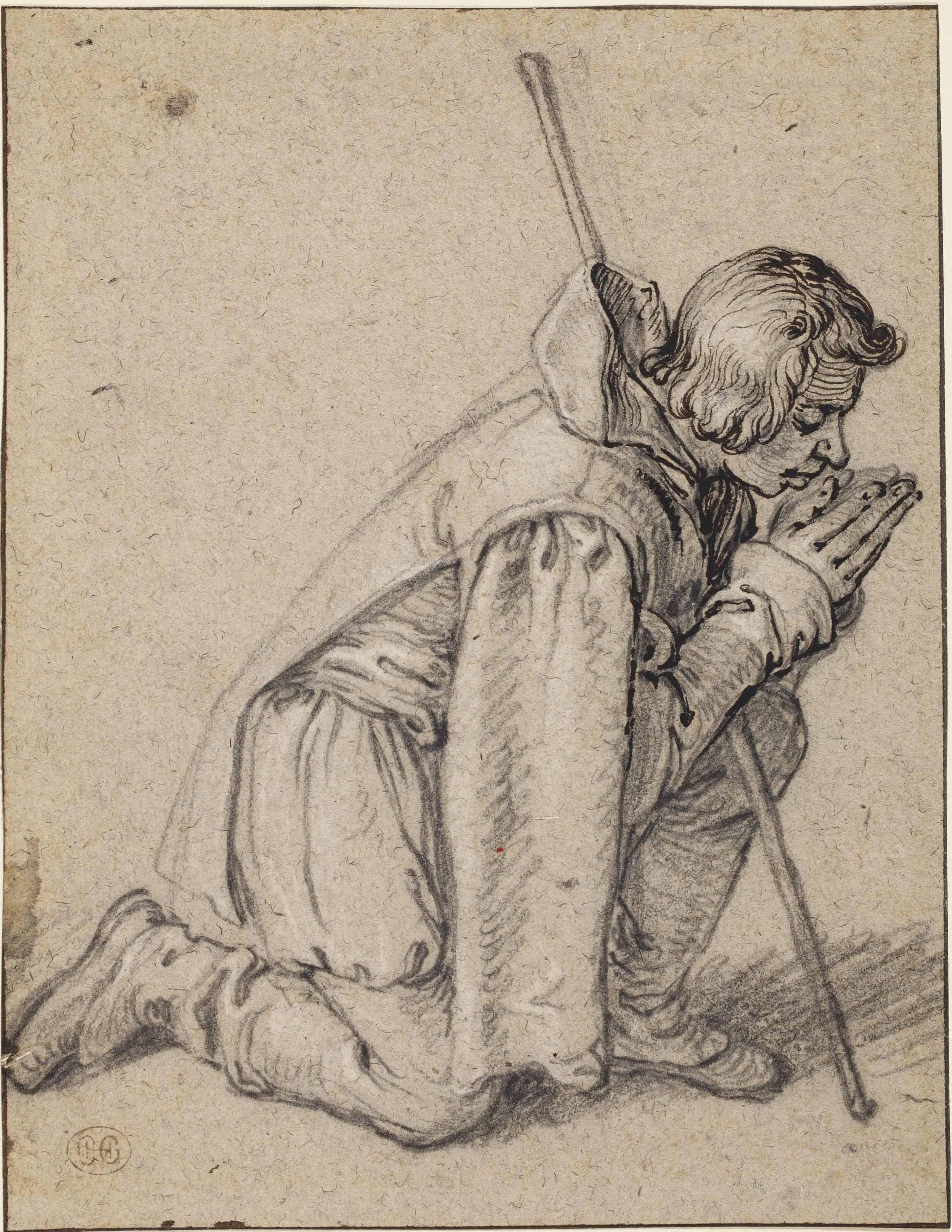 Jacques De Gheyn II - A kneeling shepherd