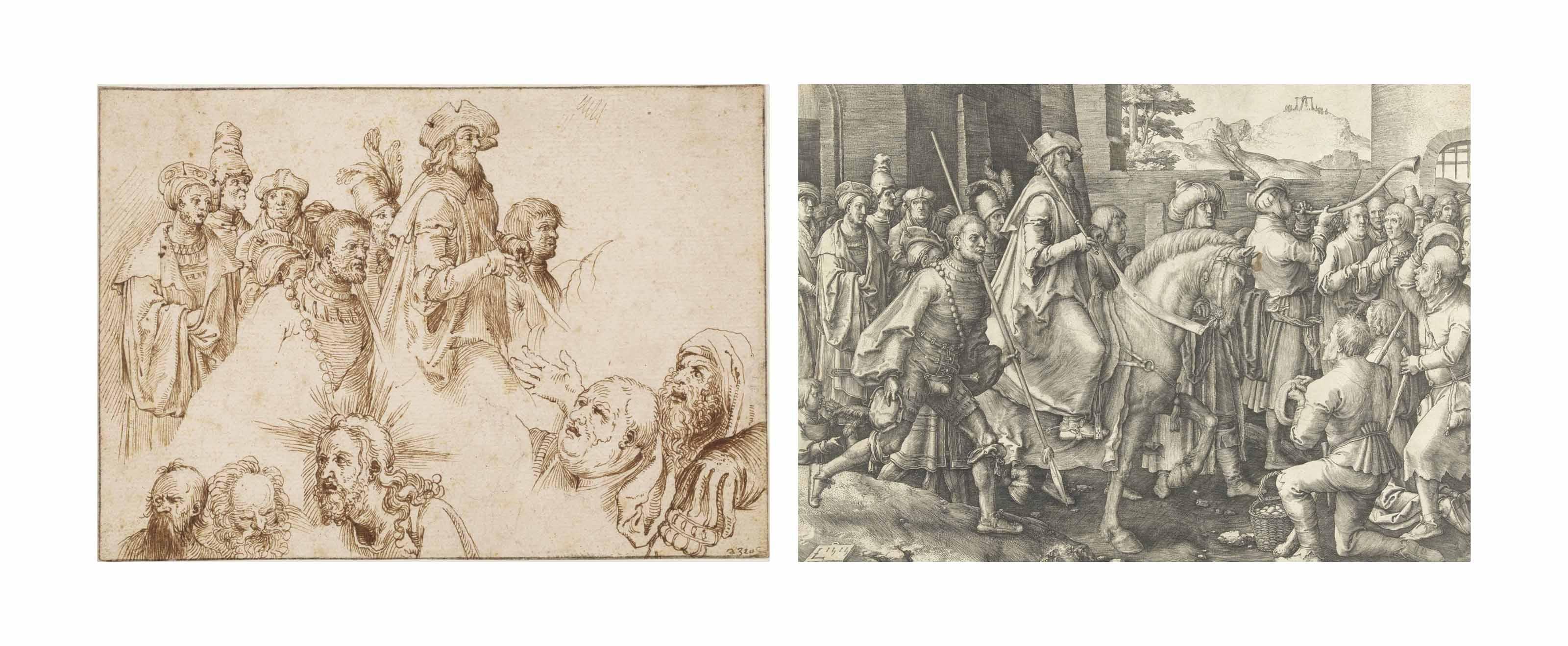 Jacques de Gheyn II - A Sheet With Studies After Engravings By Lucas Van Leyden And Albrecht Dürer
