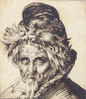 Jacques de Gheyn II - Head of a bearded man wearing a cap