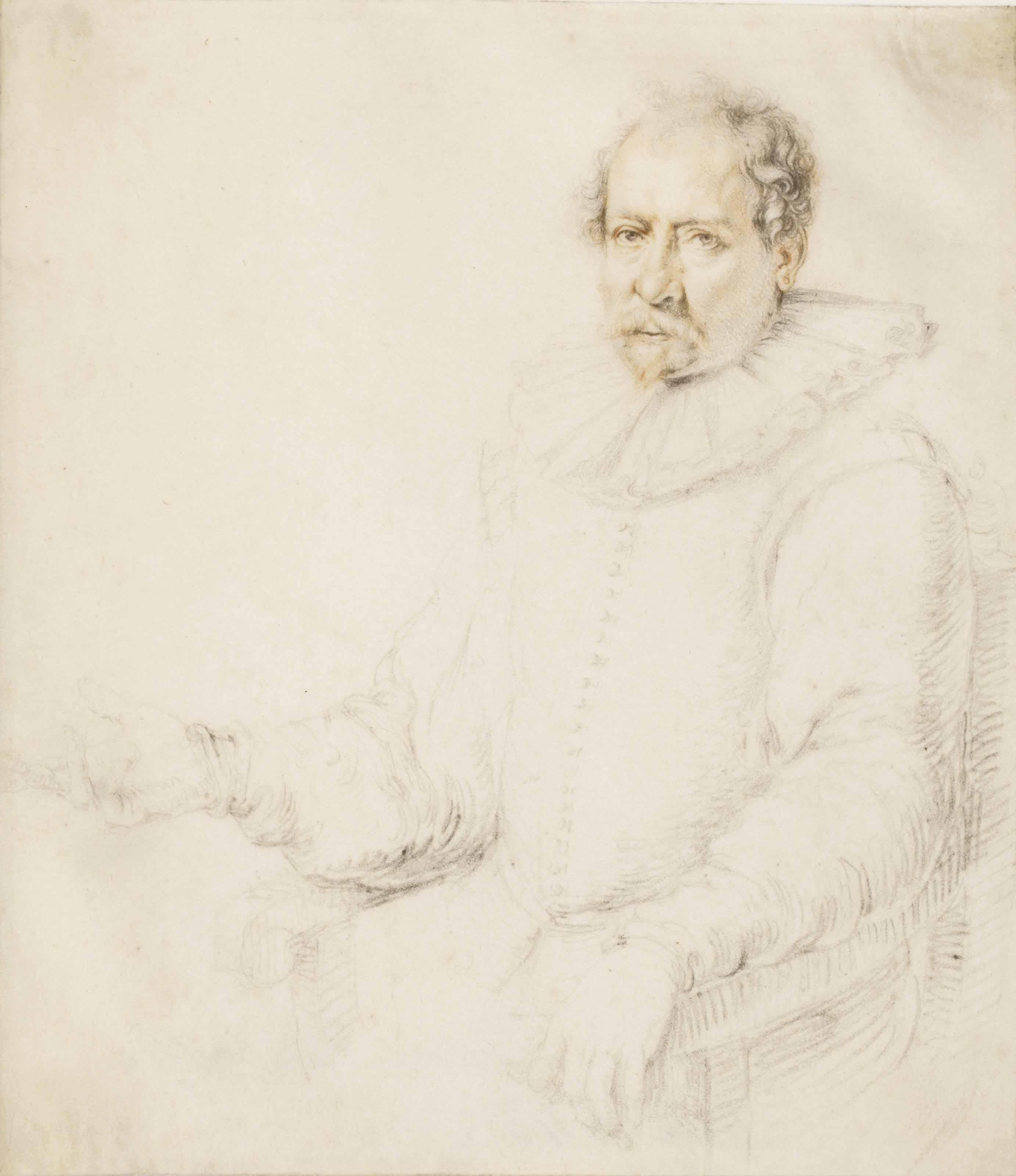 Jacques de Gheyn II - Portrait Of A Seated Man In An Armchair