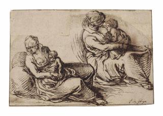 Jacques De Gheyn Ii - Two studies of a woman breastfeeding her child