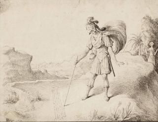 Jacques De Gheyn Iii - A man writing in the sand with a stick