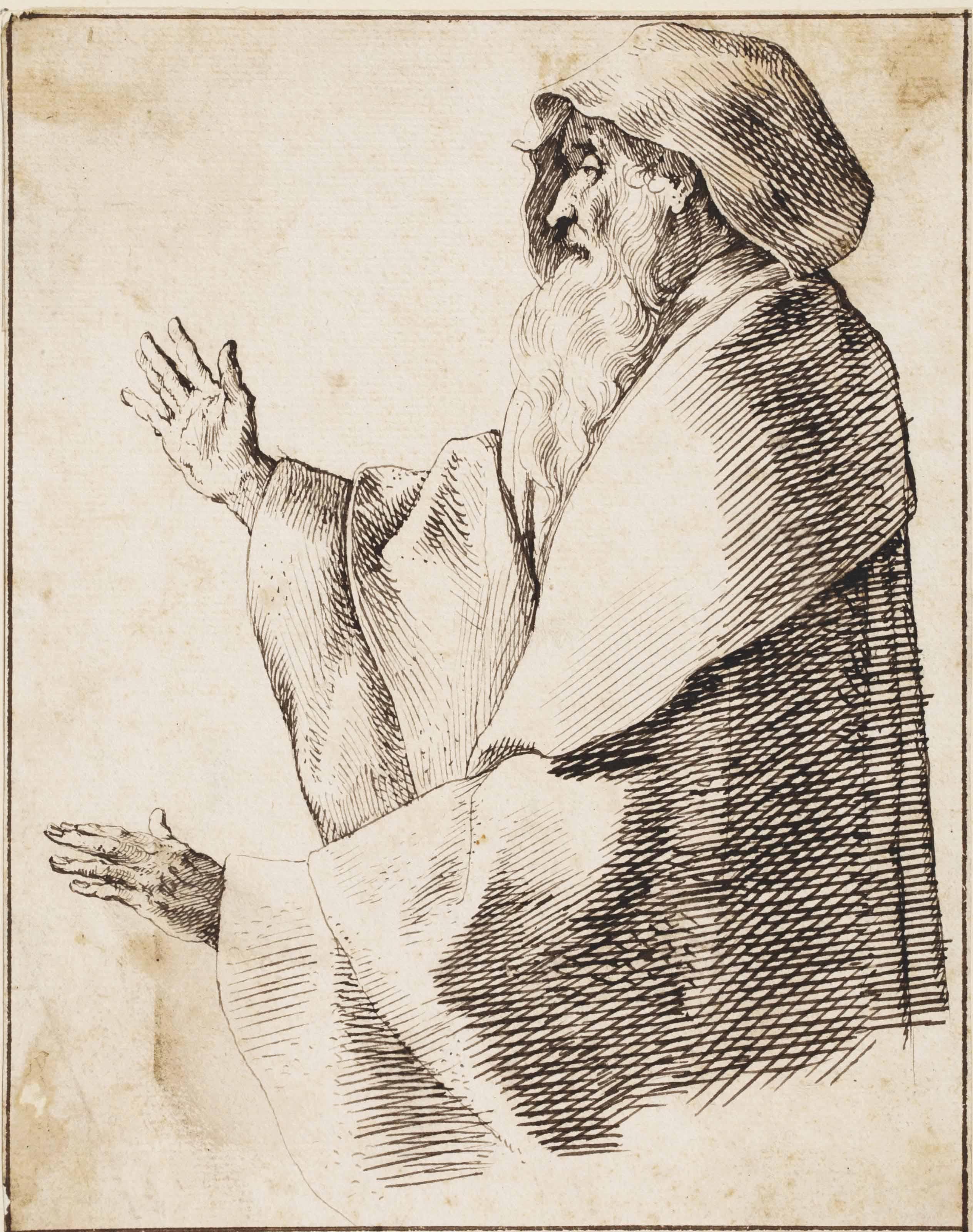 Jacques de Gheyn III - Study Of A Bearded Old Man In A Heavy Cloak And Cap