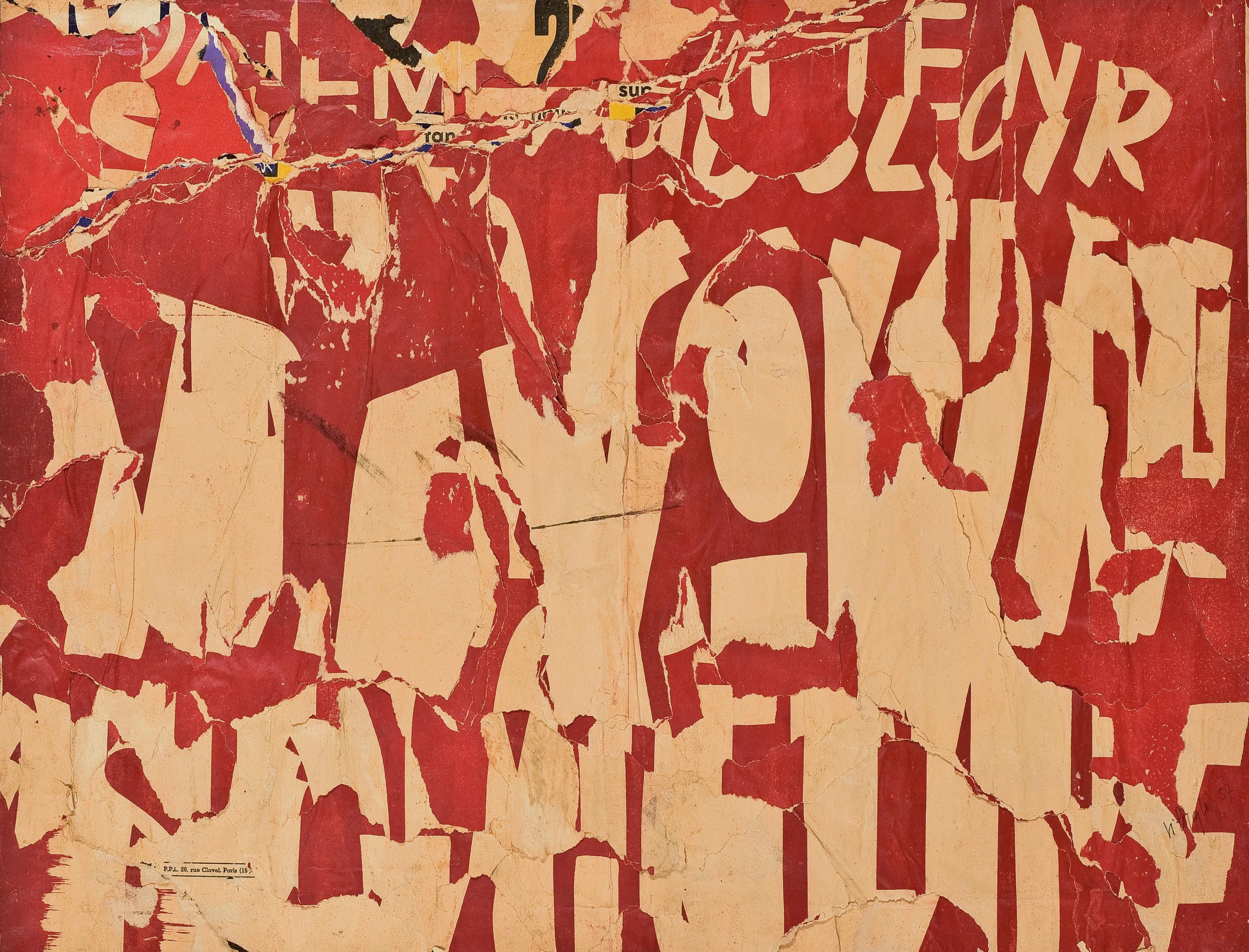 Jacques de la Villegle - Les Ternes (lettres jaunes sur fond rouge)