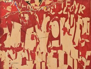 Jacques de la Villegle - Les Ternes (lettres jaunes sur fond rouge)