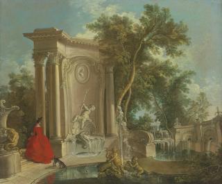 Jacques De Lajoue - Garden View With Fountains