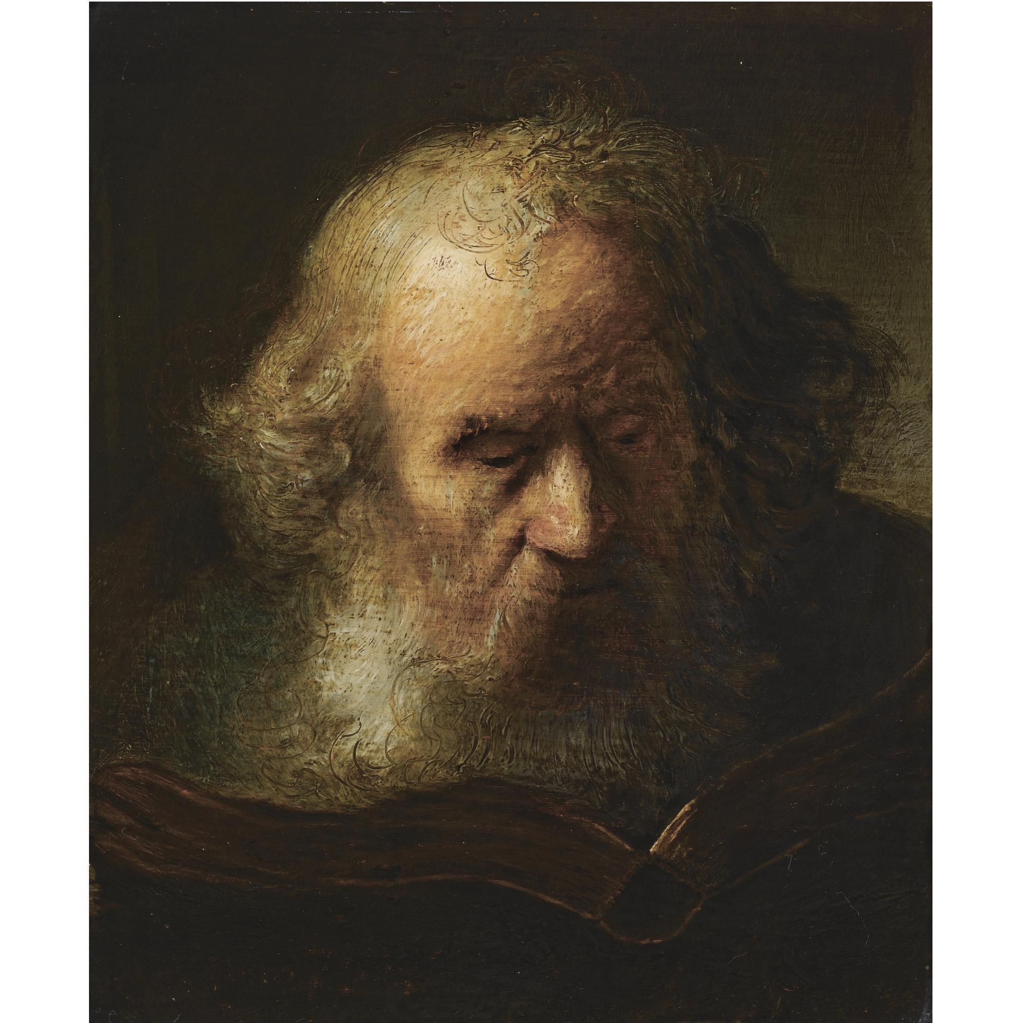 Jacques des Rousseaux - Head Of A Bearded Old Man, Reading A Book