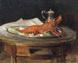 Jacques Émile Blanche - A lobster on a silver salver