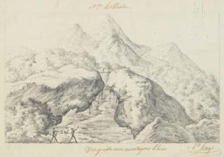 Jacques Etienne Victor Arago - Nlle Hollande. Vue prise aux montagnes bleues; and Nlle Hollande (Aborigines fighting)