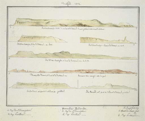Jacques Etienne Victor Arago - Profils. 1818. Nouvelle Hollande. (Ile de Dirck hartighs, Presqu\'île Péron, Ile de Dore and Ile Bernier)