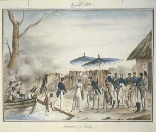 Jacques Etienne Victor Arago - Timor 1818. Réception à Diely