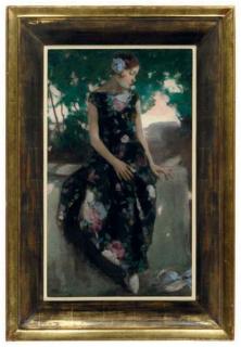 Jacques Fernand Gonin - A girl seated in a garden