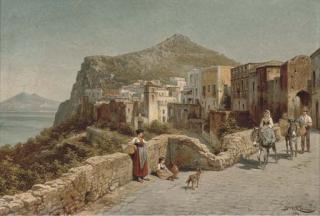 Jacques François Carabain - On the road to market, Capri