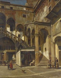 Jacques Francois Carabain - Verona. Im Innenhof des Palazzo Scaligero.
