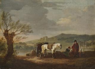 Jacques Francois Joseph Swebach-Desfontaines - Paysage Aux Cavalier Et Lavandières