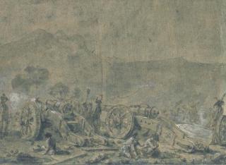 Jacques Gamelin - Deux canons tirant durant une bataille