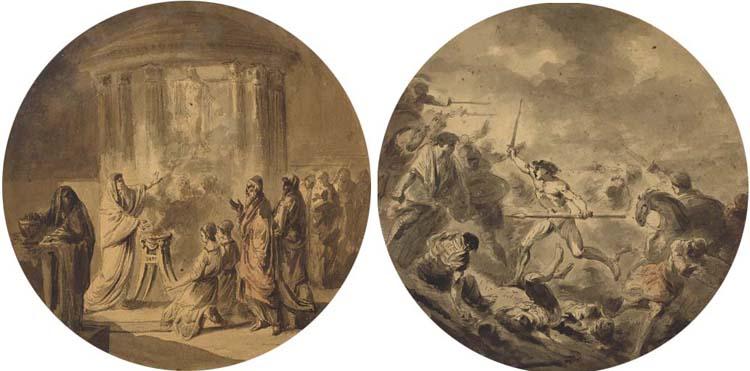 Jacques Gamelin - L\'Oracle de Delphe; Et Une Bataille Avec Isdas Conduisant Les Spartiates