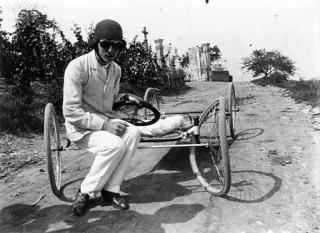 Jacques-Henri Lartigue - Maurice Lartigue on his Bobsleigh, Château de Rouzat