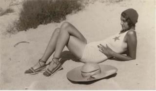 Jacques-Henri Lartigue - Renée Perle in swimsuit, Cap D\'Antibes, 1930-32