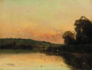 Jacques-Henry Delpy - Boating at sunset