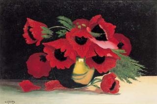 Jacques-Henry Delpy - Poppies in a vase