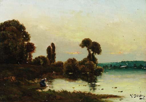 Jacques-Henry Delpy - Washerwoman at the water\'s edge