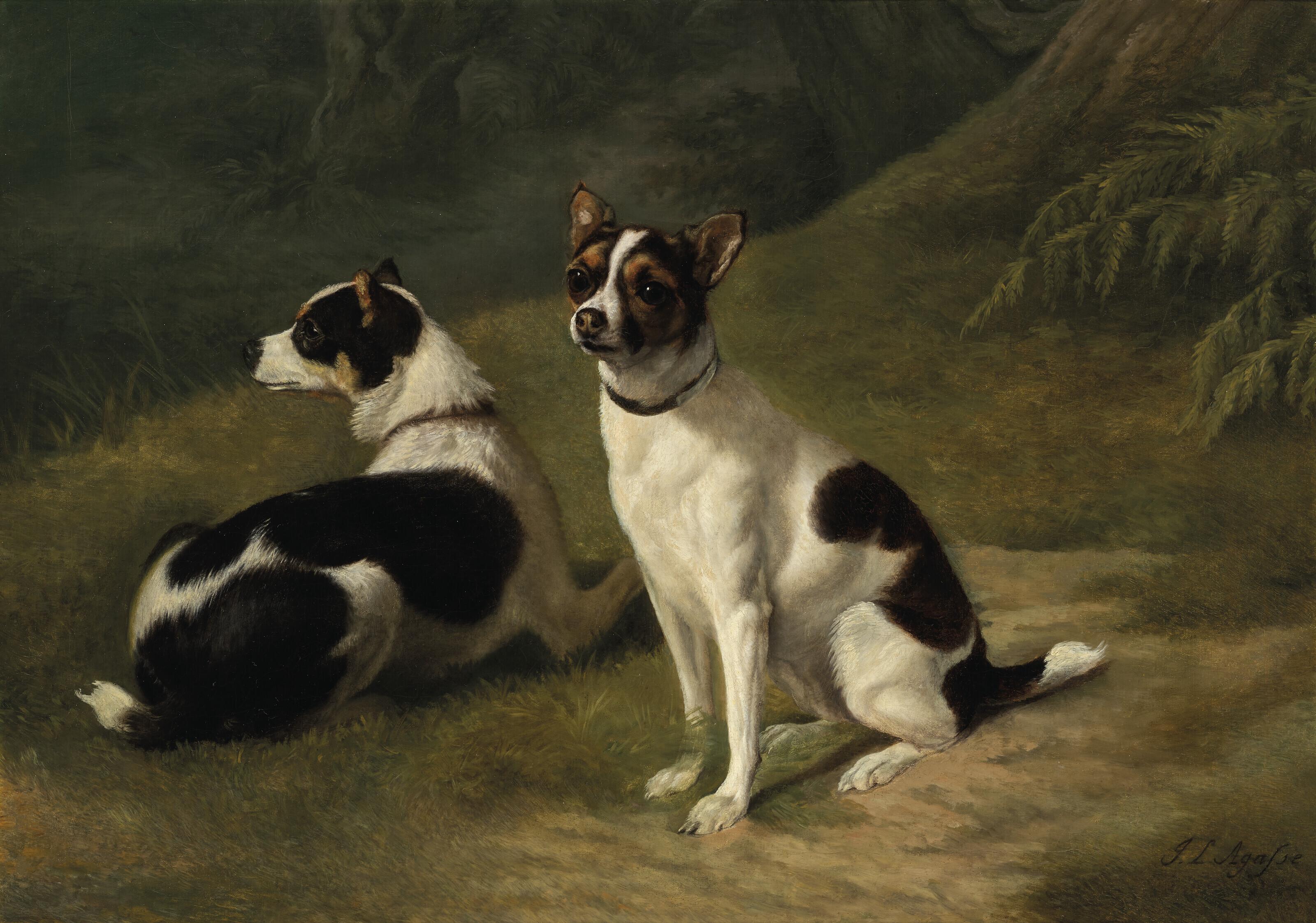 Jacques-Laurent Agasse - Deux Jack Russells dans un paysage
